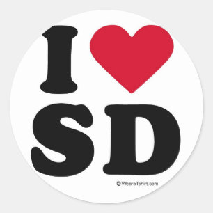 STICKER ROND SAN DIEGO - "I LOVE SD" "I LOVE SAN DIEGO"