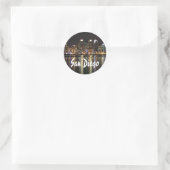 Sticker Rond San Diego Skyline la nuit photo (Sac)