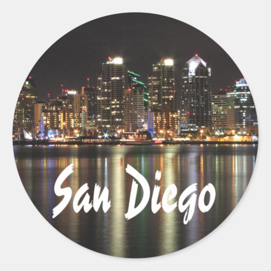 Sticker Rond San Diego Skyline la nuit photo (Devant)