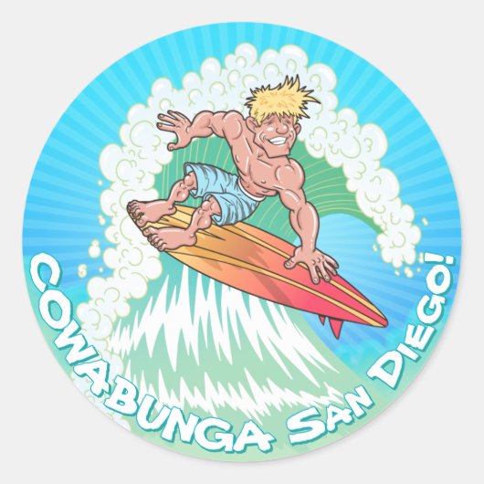 Sticker Rond San Diego Surfer (Devant)