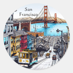 Sticker Rond San Francisco, Californie