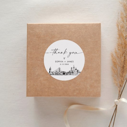 Sticker Rond San Francisco Merci Favor 3" (feuille de 6)