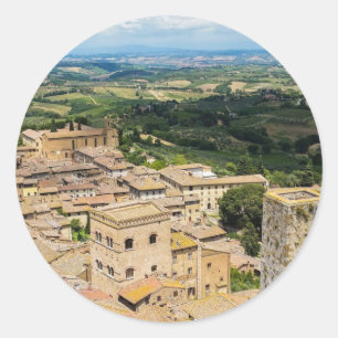 Sticker Rond San Gimignano, Italie