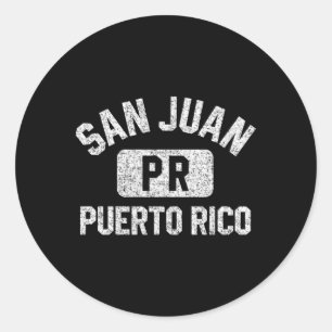Sticker Rond San Juan Pr Porto Rico Style Gym Blanc Perdu