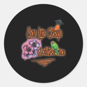 Sticker Rond San Luis Obispo Californie Rétro Surfeur Vintage A