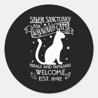 Sticker Rond Sanctuaire De Salem De Sorcière Pour Chats Noirs W