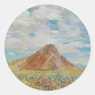 Sticker Rond Sand Springs Butte par Childe Hassam, Art ancien