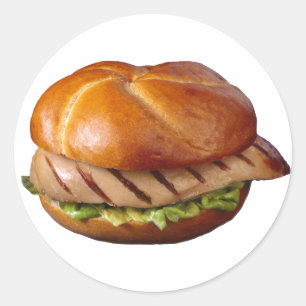 Sticker Rond Sandwich à blanc de poulet