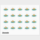 Sticker Rond Sandwich avec Veggie Sides Fun Food (Feuille)