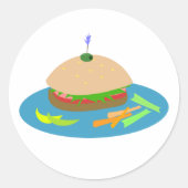 Sticker Rond Sandwich avec Veggie Sides Fun Food (Devant)