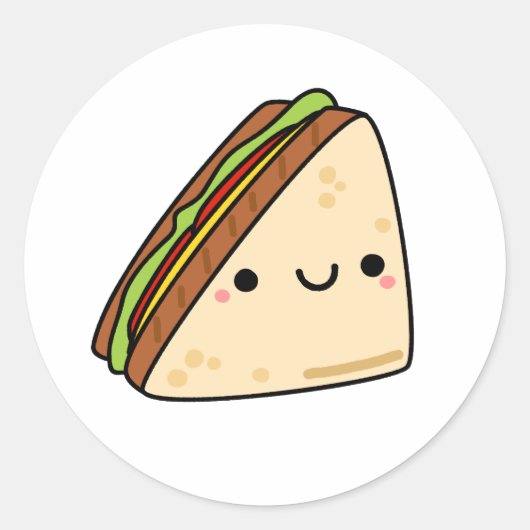 Sticker Rond Sandwich Cute Kawaii (Devant)