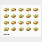 Sticker Rond Sandwich du déjeuner (Feuille)