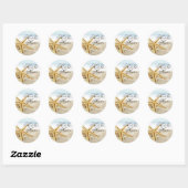Sticker Rond Sandy Beach Starfish Seashells Favoriser (Feuille)