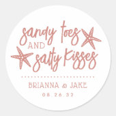 Sticker Rond Sandy Toes, Salty Kisses Destination Mariage Favor (Devant)