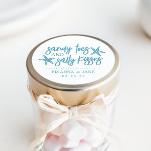 Sticker Rond Sandy Toes, Salty Kisses Destination Mariage Favor