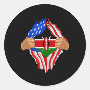 Sticker Rond Sang kenyan en moi Cadeau du drapeau kenyan