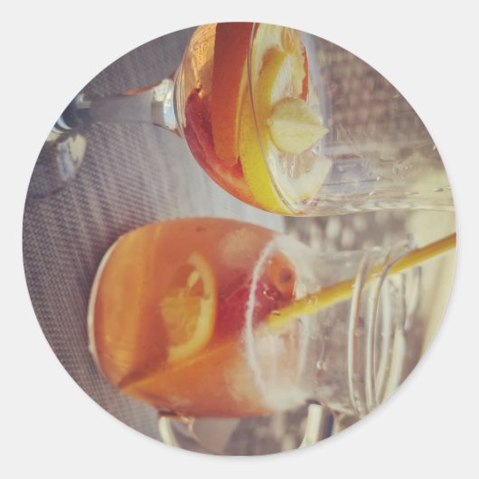 Sticker Rond Sangria et Soleil (Devant)