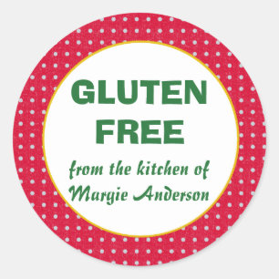Sticker Rond Sans Gluten Noël pois Rouge et Vert