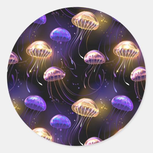 Sticker Rond Sans joint avec méduse éclatante (Devant)
