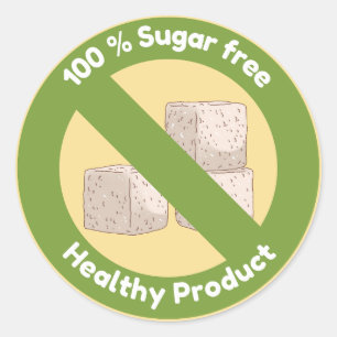 Sticker Rond Sans sucre, produit sain