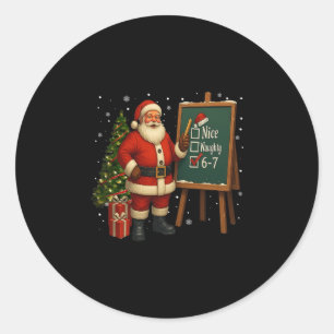 Sticker Rond Santa 6-7 Mème Gentil Méchant 67 Noël Brain Rot