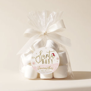 Sticker Rond Santa Baby Fille Noël Baby Shower