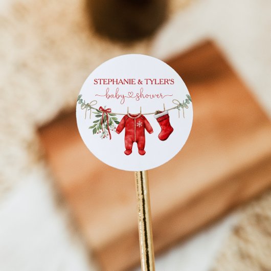 Sticker Rond Santa Baby Shower de Noël d'hiver