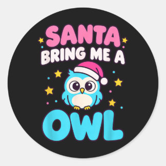 Sticker Rond Santa Bring A Owl Christmas Funny Christmas Animal