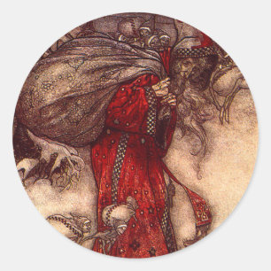 Sticker Rond Santa Claus Arthur Rackham