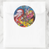 STICKER ROND SANTA CLAUS AVEC CADEAUX (Sac)