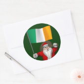 Sticker Rond Santa Claus Avec L'Ensigne D'Irlande (Enveloppe)