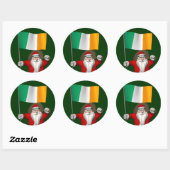 Sticker Rond Santa Claus Avec L'Ensigne D'Irlande (Feuille)