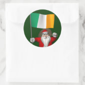 Sticker Rond Santa Claus Avec L'Ensigne D'Irlande (Sac)