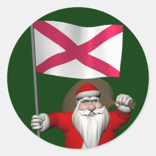 Sticker Rond Santa Claus Avec L'Ensigne D'Irlande Du Nord