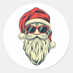 Sticker Rond santa claus avec lunettes
