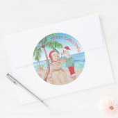 Sticker Rond Santa Claus Bâtiment Sandy Snowman Noël (Enveloppe)