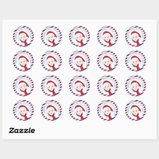 Sticker Rond Santa Claus bleu et rouge (Feuille)