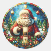 Sticker Rond Santa Claus en verre (Devant)