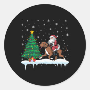 Sticker Rond Santa Claus équitation Coonhound Chiens Garçons Fi