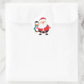 Sticker Rond Santa Claus Et Pingouin (Sac)