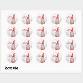 Sticker Rond Santa Claus Gnome sur terrain neigeux (Feuille)