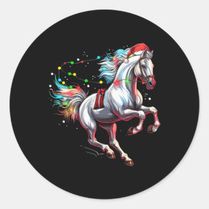 Sticker Rond Santa Claus Horse Noël Art Horse Cheval Robe d'équ