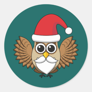 Sticker Rond Santa Claus Owl