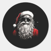 Sticker Rond Santa Claus Silhouette Christmas Sungles Caricatur (Devant)