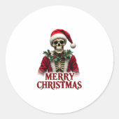 Sticker Rond Santa Claus Skeleton Outfit Skull Funny Christmas (Devant)