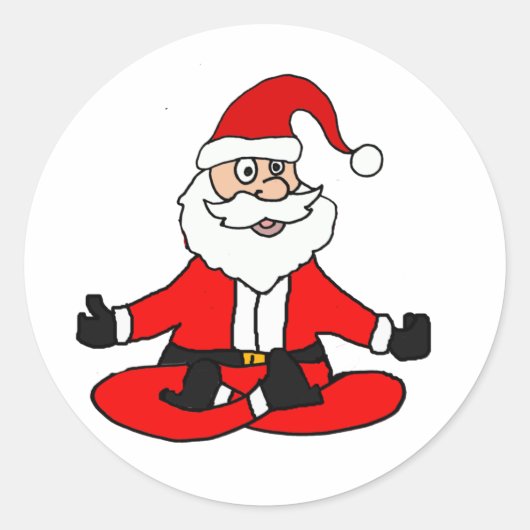 Sticker Rond Santa Claus sympa faisant du yoga Noël (Devant)