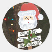 Sticker Rond Santa Claus Tree Lights Pôle Nord (Devant)