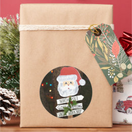 Sticker Rond Santa Claus Tree Lights Pôle Nord