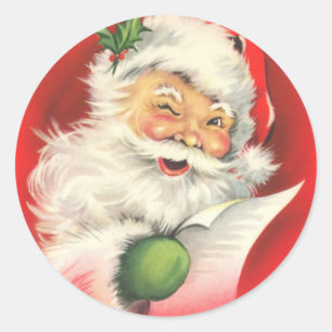 Sticker Rond Santa Claus Vintage rétro