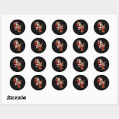 Sticker Rond Santa Claus With Reindeer And Cool Christmas  (Feuille)